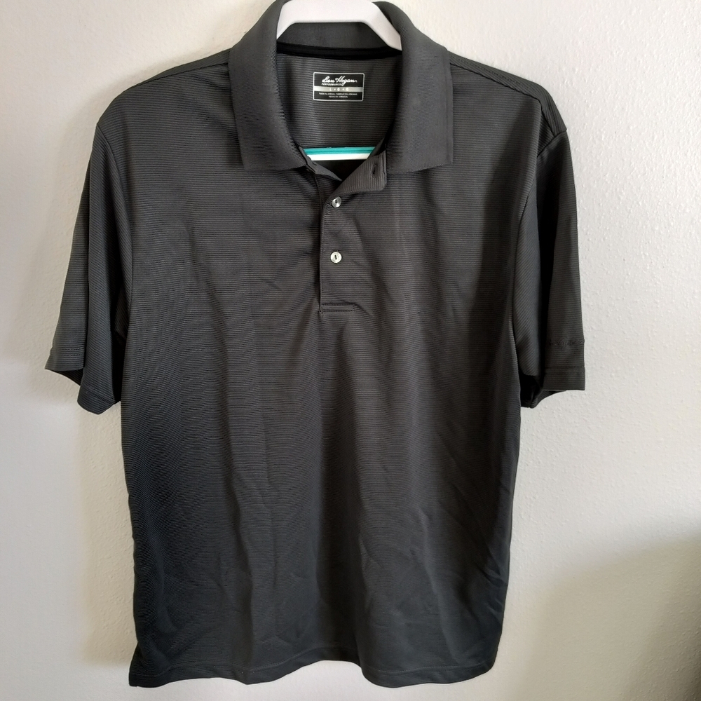 Ben Hogan Mens Ventilated Performance Polo Gray Sz L Athleisure Sporty‎ Casual